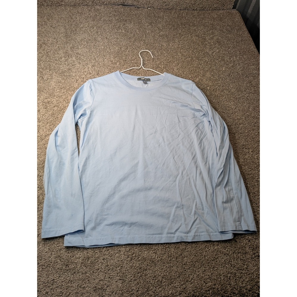Miniso Womens Light Blue Long Sleeve Cotton Crewneck T-Shirt Size L JMHXFGYL02